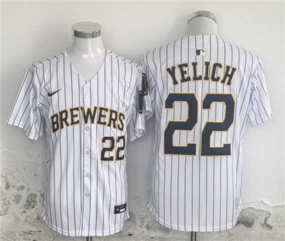 Men%27s Milwaukee Brewers #22 Christian Yelich White Alternate Limited Stitched Jersey->milwaukee brewers->MLB Jersey